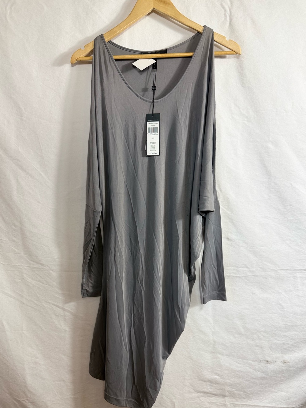 BCBGMAXAZRIA Camira Gray Cold Shoulder Asymmetrical Dress